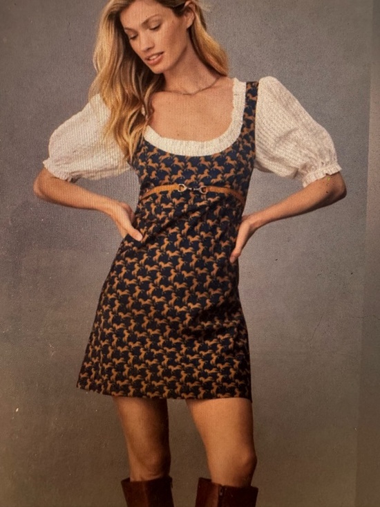 Maeve Dresses & Skirts - Maeve Puff-Sleeve Navy with Horses Mini Dress - Anthropologie